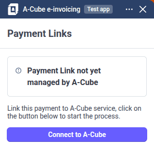 A-Cube e-invoicing Payment Link confirm connection with API Key