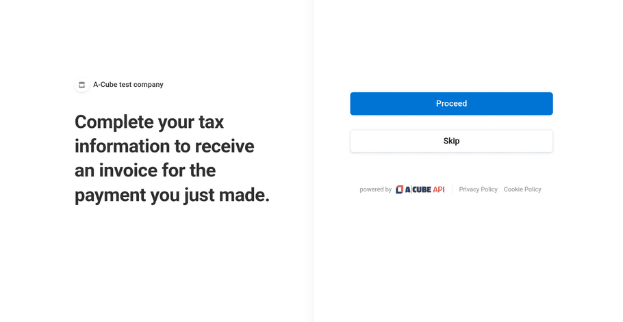 A-Cube e-invoicing Payment Link customer choice